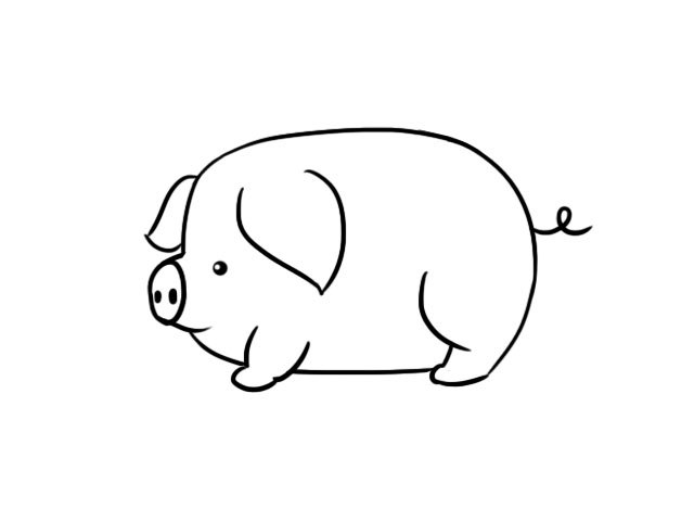 动物简笔画猪 铅笔画图片