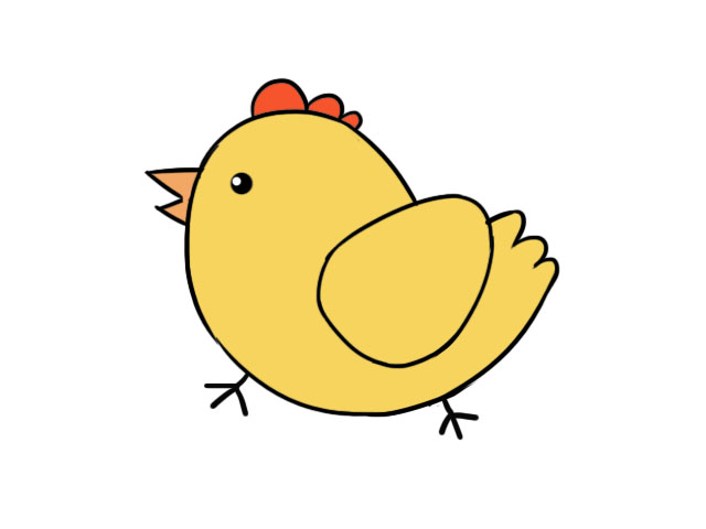 小鸡简笔画彩色 简单图片