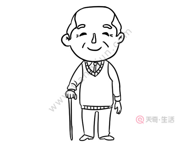 老人简笔画老人简笔画画法
