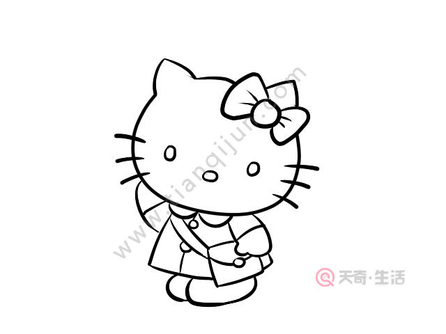 哈喽kitty简笔画 零基础学哈喽kitty简笔画