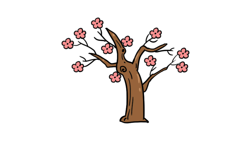 桃花树简笔画颜色图片