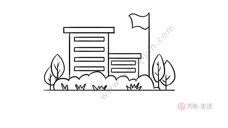 校园简笔画图片大全校园的画法步骤