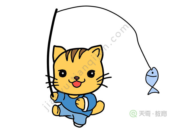 小猫钓鱼的画法图片