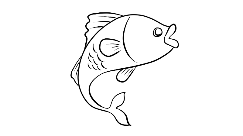 鱼简笔画简单 黑白图片