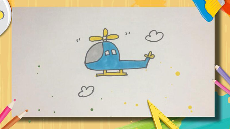 蓝天白云飞机简笔画图片