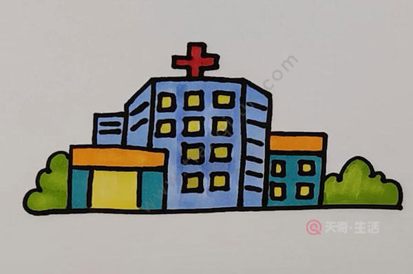 儿童画医院大楼的画图片