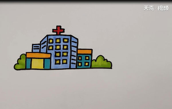 我的社区简笔画医院图片