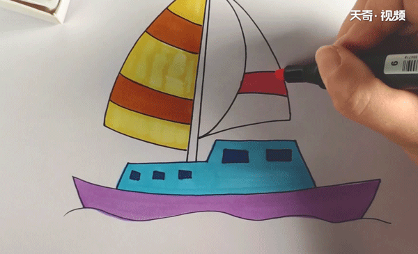 扬帆起航帆船简笔画图片